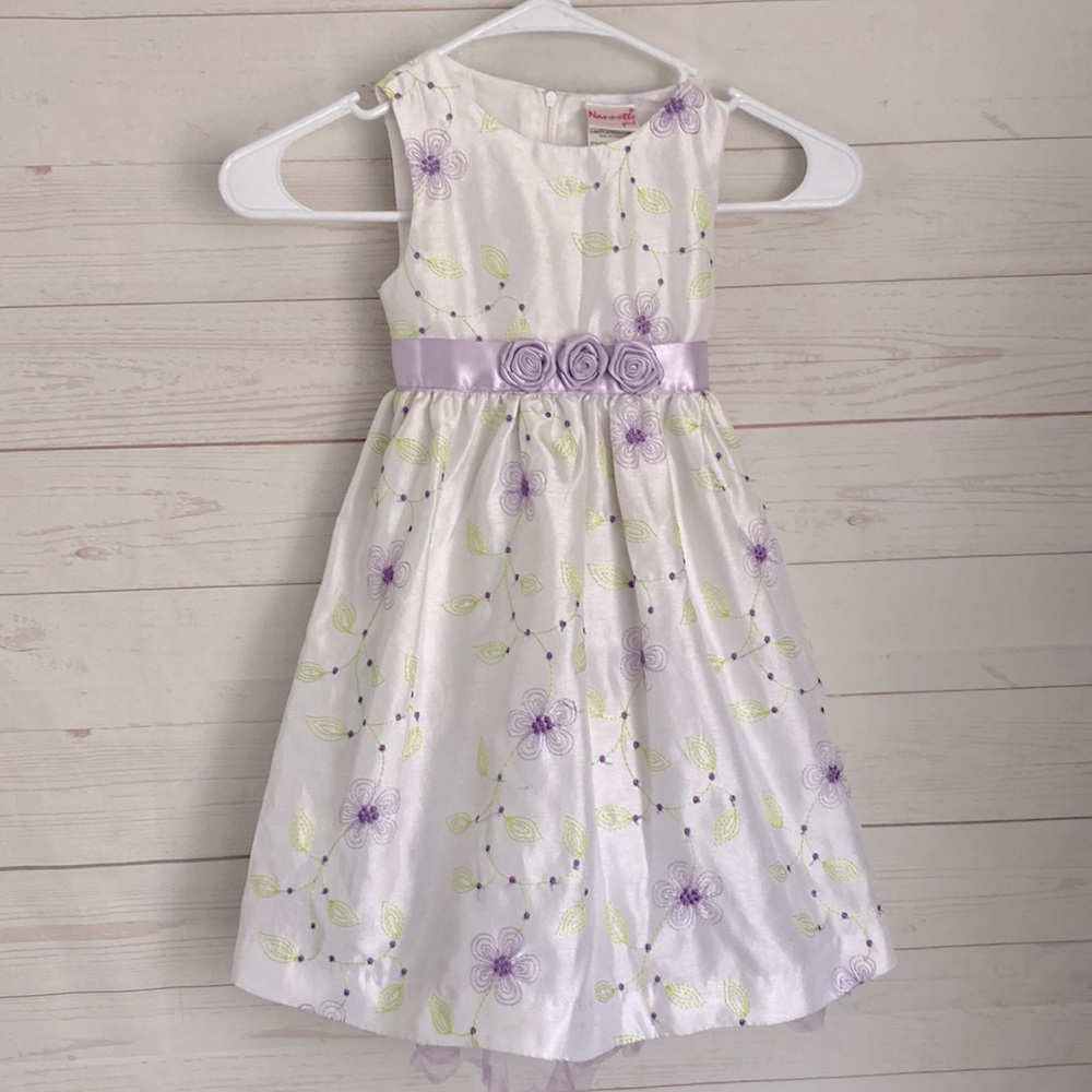 Nanette Girl Size 4T Light Lavender & Green Floral Party Dress